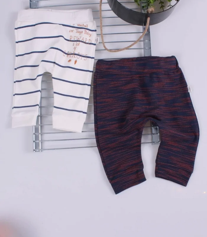 Erkek Bebek Desenli 2li Pantolon 3/12 Ay