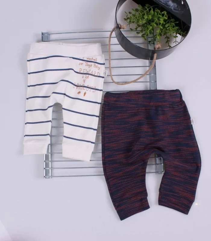 Erkek Bebek Desenli 2li Pantolon 3/12 Ay