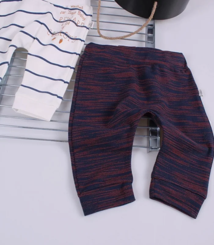 Erkek Bebek Desenli 2li Pantolon 3/12 Ay