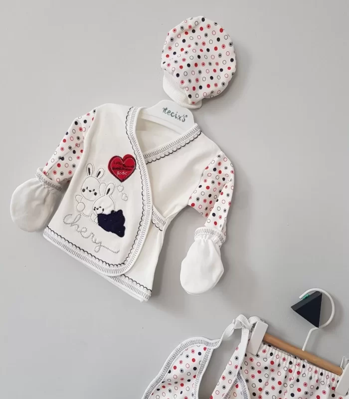 Erkek Bebek Kutulu Tavşan 5li Zıbın Seti