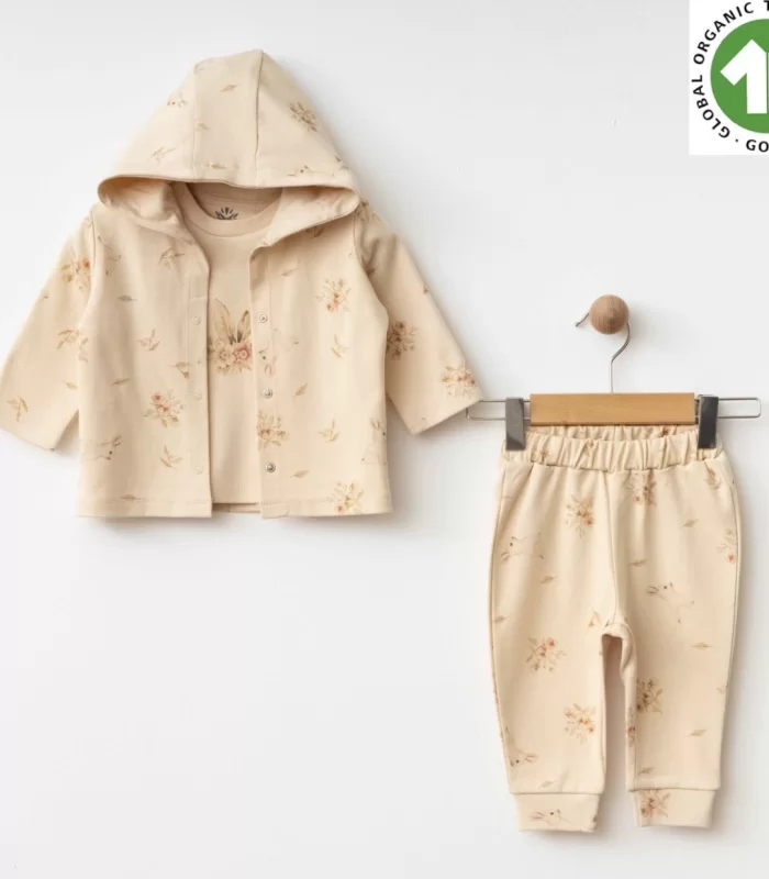 Eslenza Baby Organik 3lü Çizgi Takım 0046 Bej
