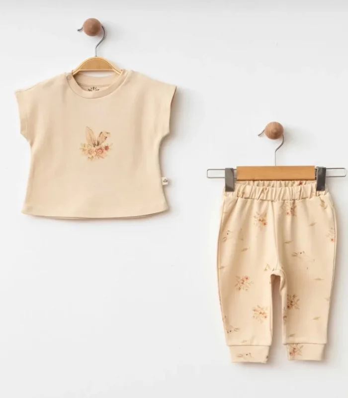 Eslenza Baby Organik 3lü Çizgi Takım 0046 Bej