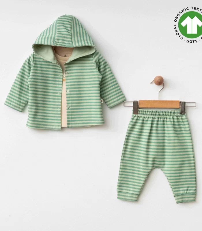 Eslenza Baby Organik 3lü Çizgi Takım 0046 Yeşil