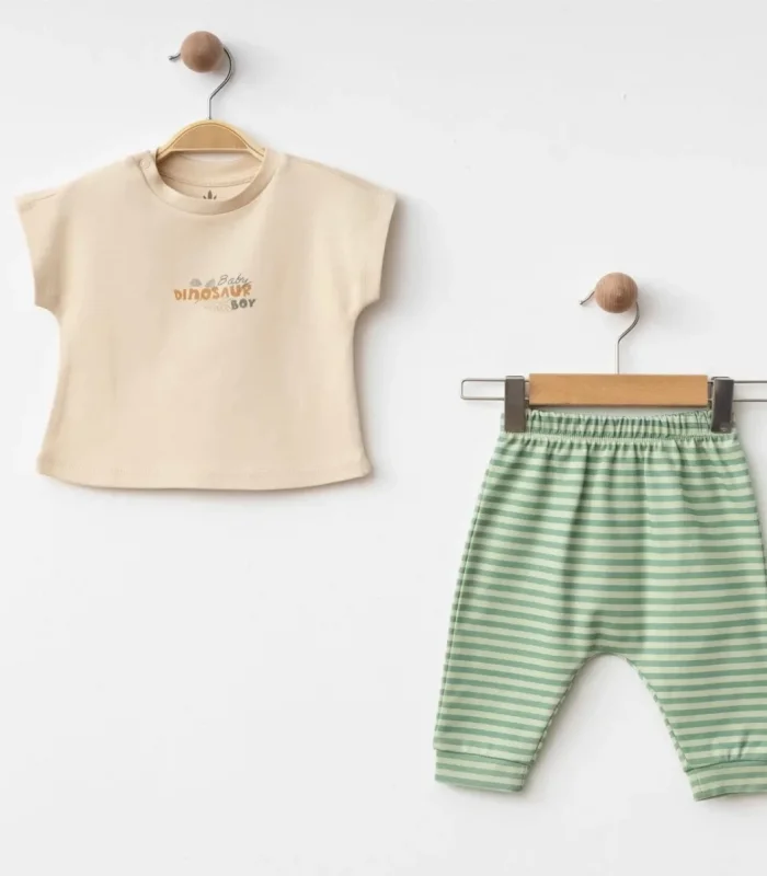 Eslenza Baby Organik 3lü Çizgi Takım 0046 Yeşil