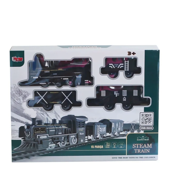 FF-1603C-4C Sesli ve Işıklı Buharlı Tren Oyun Seti -Vardem Oyuncak