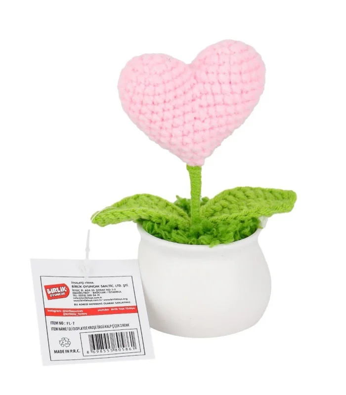 FL-7 12Lİ Kroşe Örgü Saksıda Kalp -Birliktoys