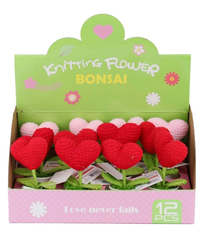 FL-7 12Lİ Kroşe Örgü Saksıda Kalp -Birliktoys