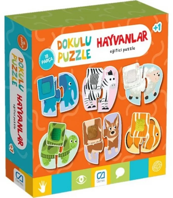 Games Hayvanlar Dokulu Eğitici Puzzle 18 Parça 5126