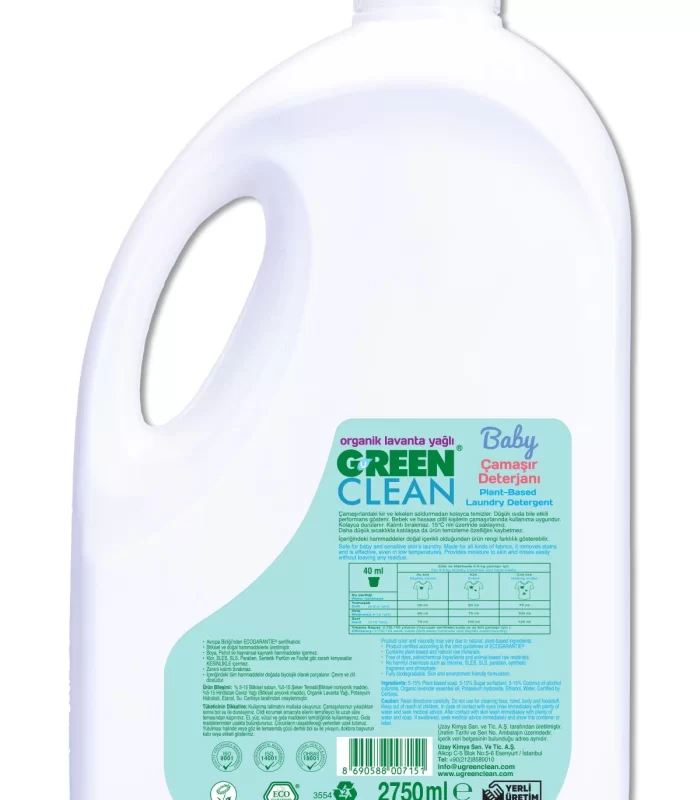 Green Clean Baby Bitkisel Çamaşır Deterjanı 2750 ml (55 Yıkama)