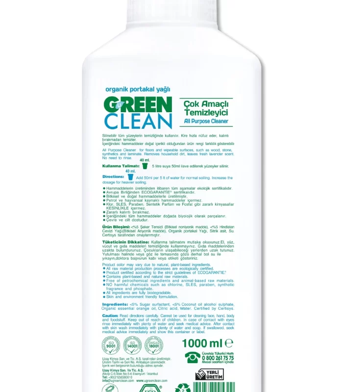 Green Clean Bitkisel Çok Amaçlı Temizleyici 1000 Ml