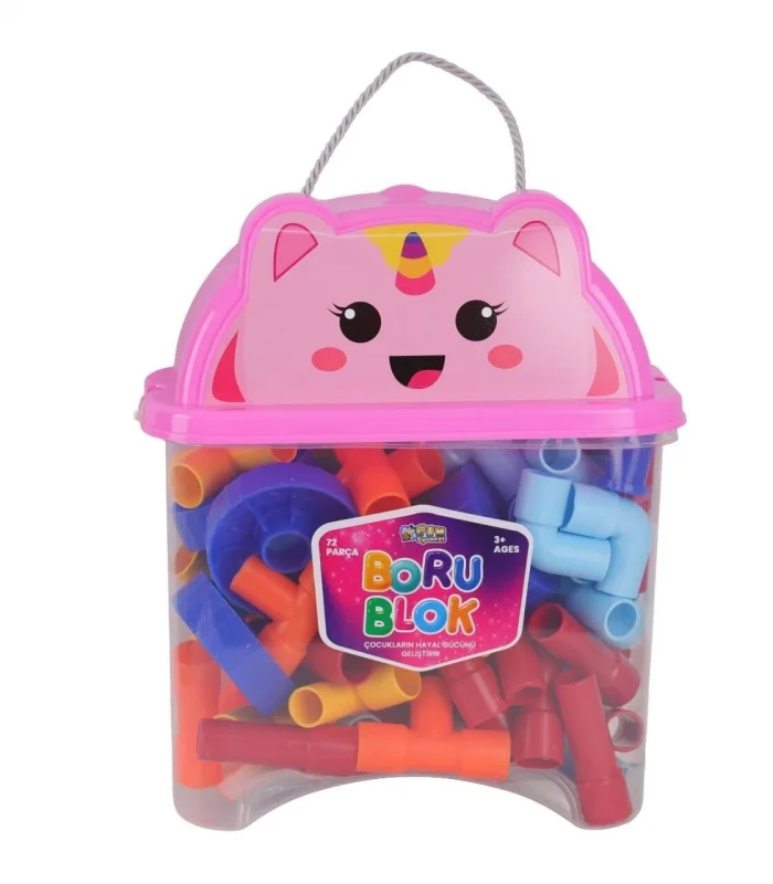 HC1044 HAYVAN FİGÜRÜ KAPAKLI KAPTA 72 PARÇA BORU BLOK