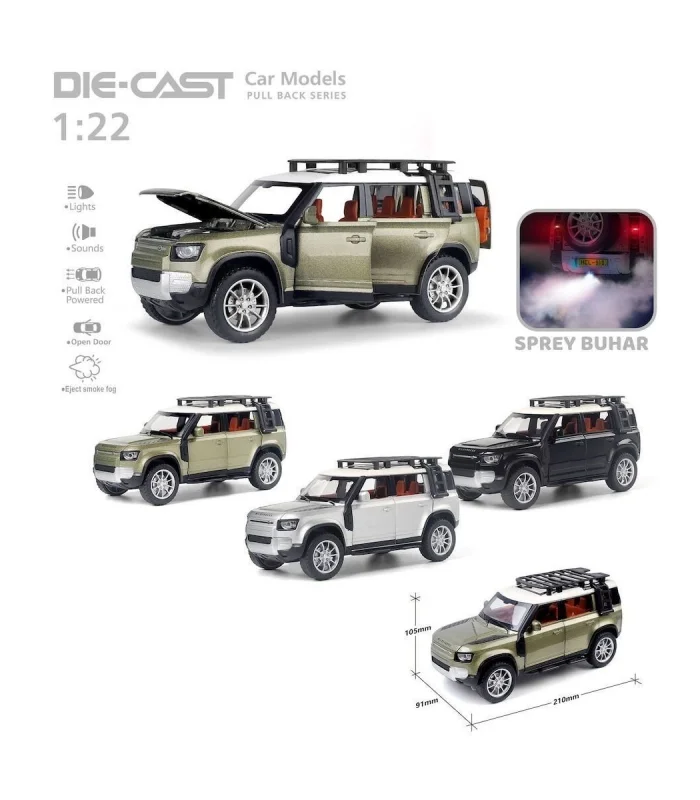 HCL-510A Çek Bırak 1:22 Sesli Ve Işıklı Buharlı DF Metal Jeep