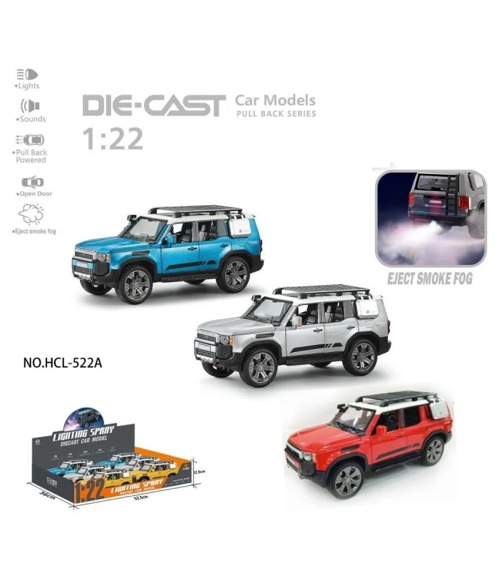 HCL-522A Çek Bırak 1:22 Sesli Ve Işıklı Buharlı Off-Road Metal Jeep