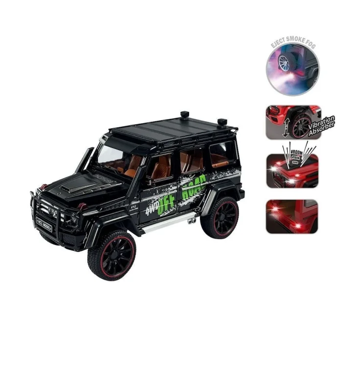 HCL-801P Çek Bırak 1:22 Sesli ve Işıklı Buhar Çıkartan Metal Jeep -Vardem
