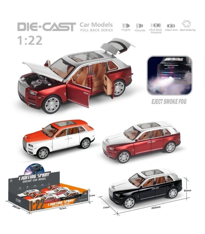 HCL-806PA Çek Bırak 1:22 Sesli Ve Işıklı Buharlı RR-Lüx Metal Jeep