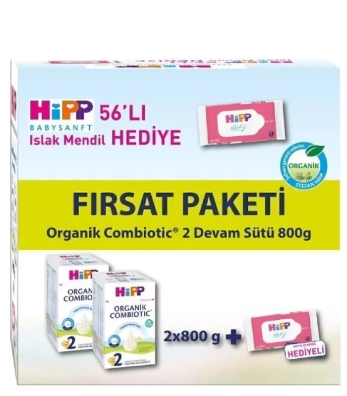 Hipp 2 Organik Combiotic Bebek Sütü 800 Gr X2 Islak Mendil Hediyeli