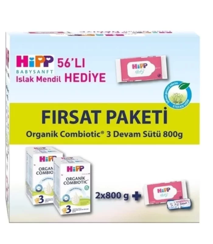 Hipp 3 Organik Combiotic Bebek Sütü 800 Gr X2 Islak Mendil Hediyeli