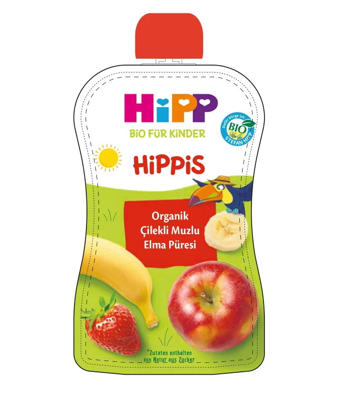 Hipp Organik Çilekli Muzlu Elmalı Meyve Püresi 100 Gr