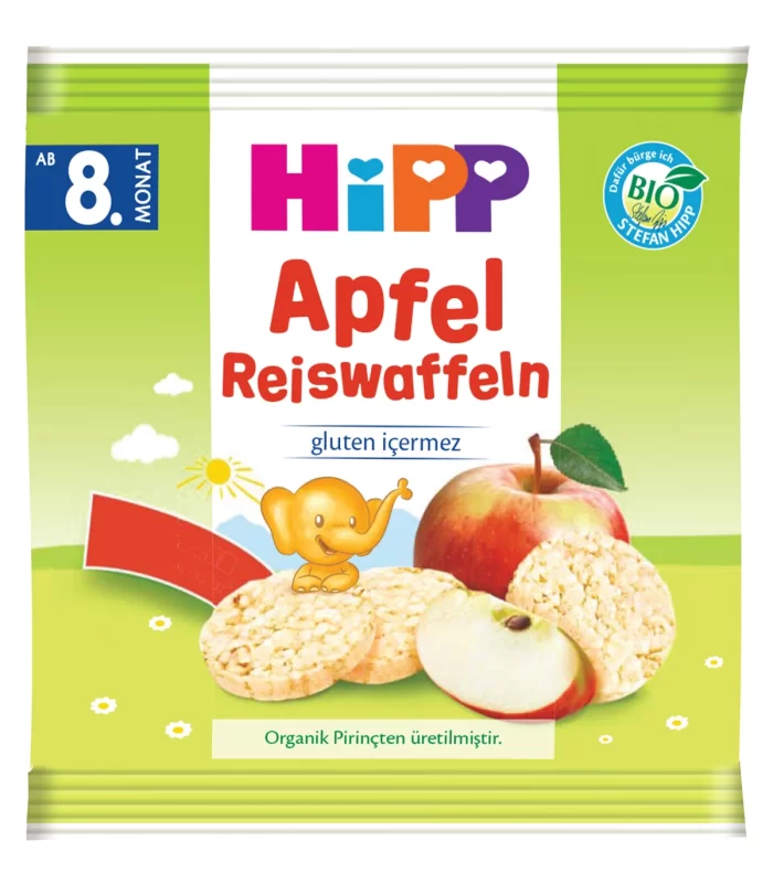 Hipp Organik Elmalı Pirinçli Bebek Gofreti 30 Gr