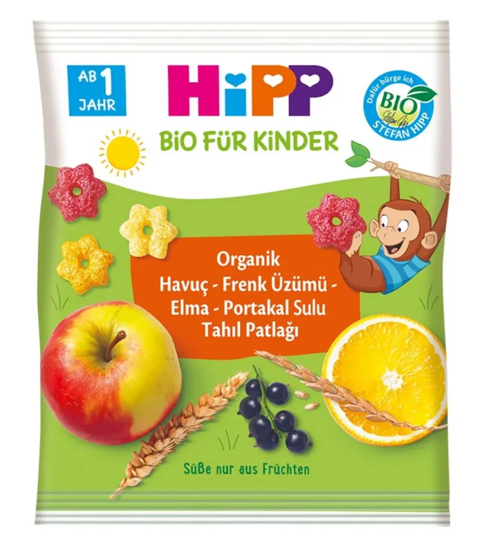 Hipp Organik Havuç Frenk Üzümü Elma Portakal Sulu Tahıl Patlağı 30 Gr