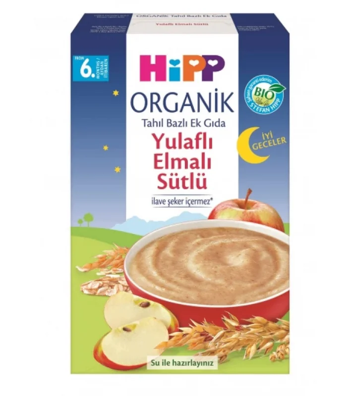Hipp Organik İyi Geceler Sütlü Yulaflı Elmalı Tahıl Bazlı Ek Gıda 250 Gr