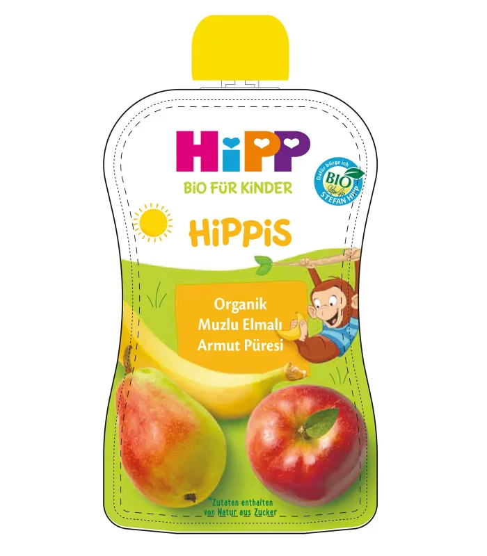 Hipp Organik Muzlu Elmalı Armutlu Meyve Püresi 100 Gr
