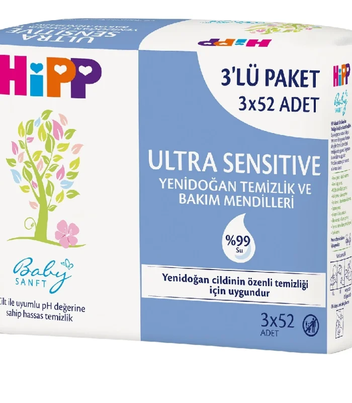 Hipp Ultra Sensitive Yenidoğan Temizlik Ve Bakım Mendili 3lü 156 Yaprak