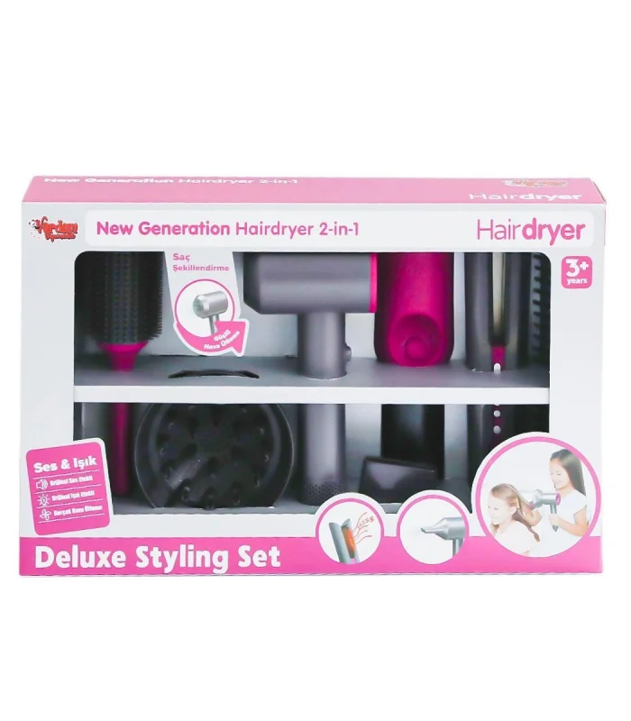 HUA-1019 Sesli ve Işıklı 2IN1 Lüks Saç Şekillendirici Set -Vardem Oyuncak