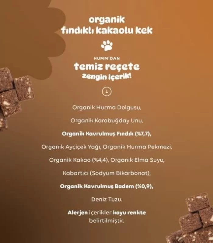 Humm Organik Fındıklı Kakaolu Vegan Kek 30 Gr