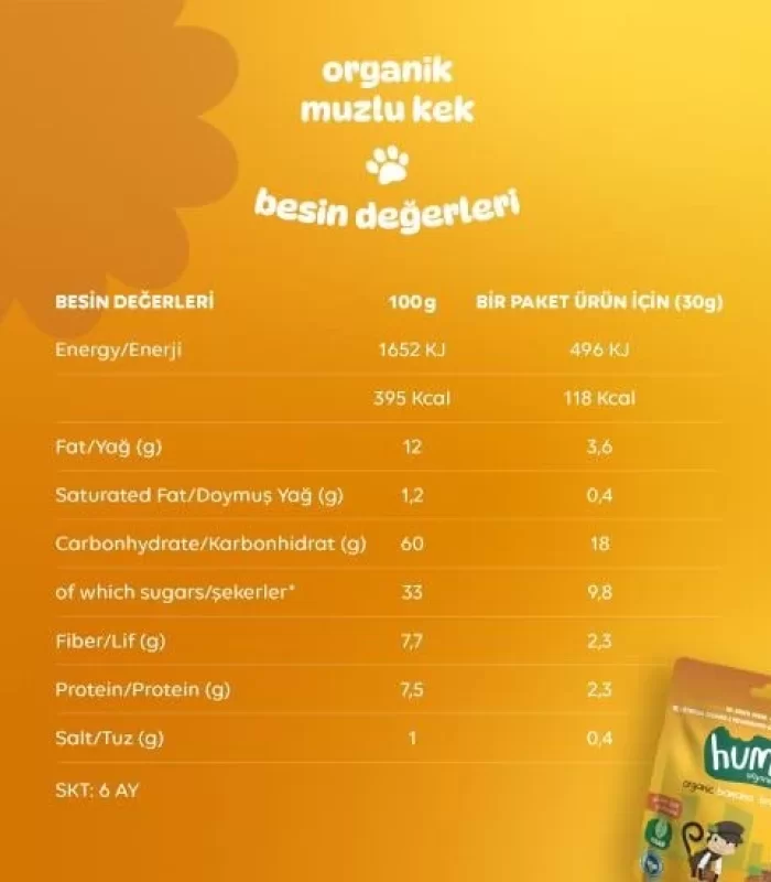 Humm Organik Glutensiz Vegan Muzlu Kek 30 Gr