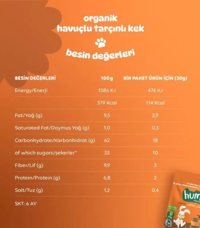 Humm Organik Havuçlu Tarçınlı Vegan Kek 30 Gr