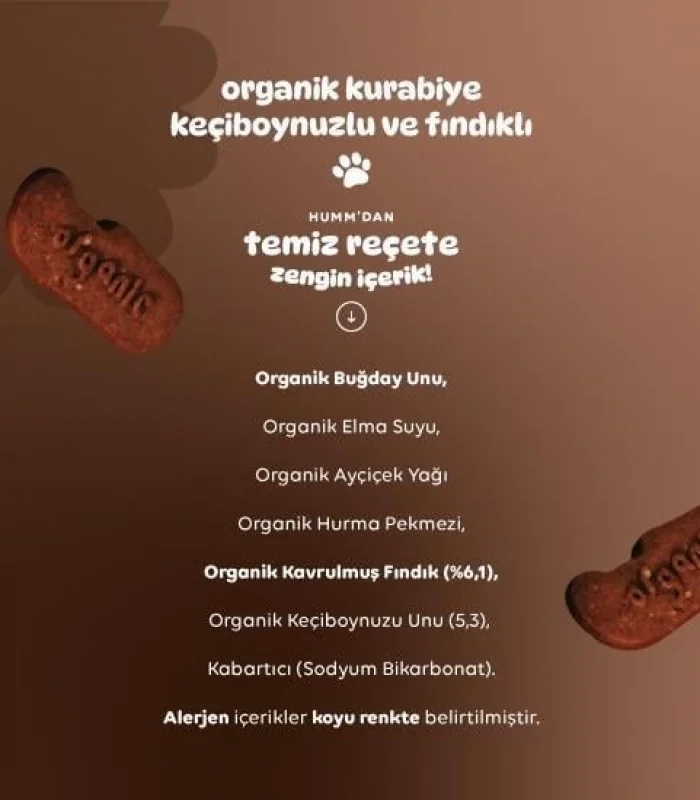 Humm Organik Keçiboynuzlu Ve Fındıklı Vegan Kurabiye 55 Gr
