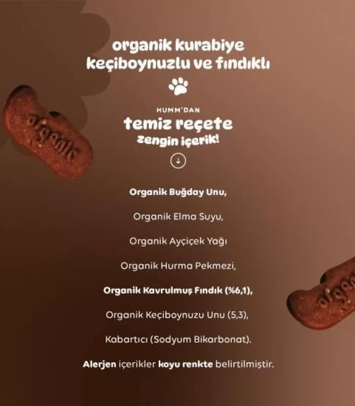 Humm Organik Keçiboynuzlu Ve Fındıklı Vegan Kurabiye 55 Gr