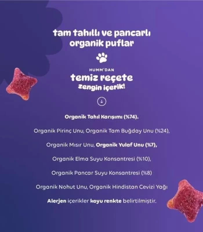 Humm Organik Pancarlı ve Tam Tahıllı Puflar 30 Gr