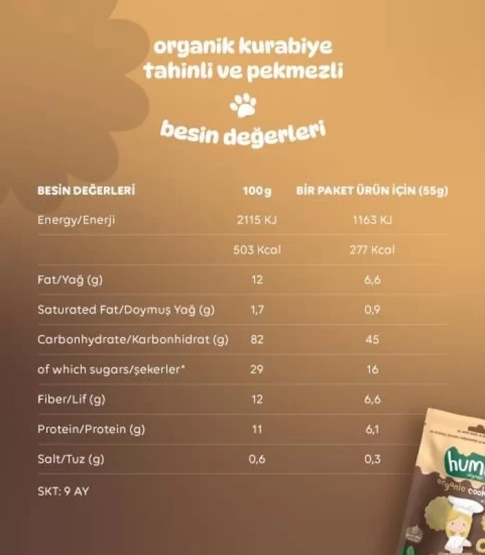 Humm Organik Tahinli ve Pekmezli Vegan Kurabiye 55 Gr