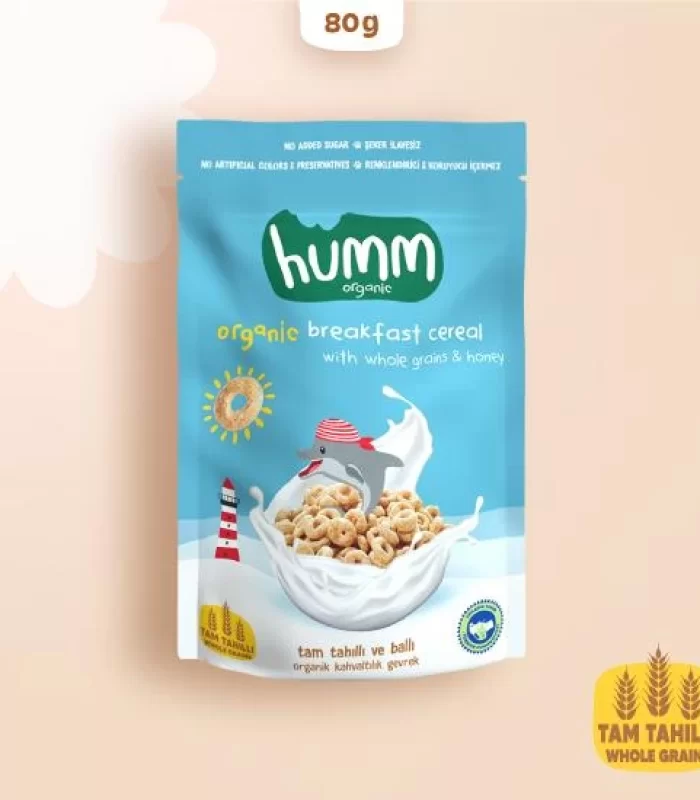 Humm Organik Tam Tahıllı ve Ballı Kahvaltılık Gevrek 80 Gr