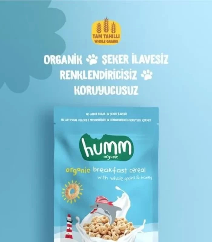 Humm Organik Tam Tahıllı ve Ballı Kahvaltılık Gevrek 80 Gr