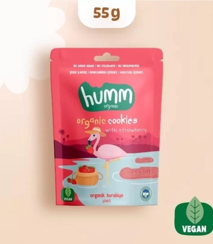 Humm Organik Vegan Çilekli Kurabiye 55 Gr