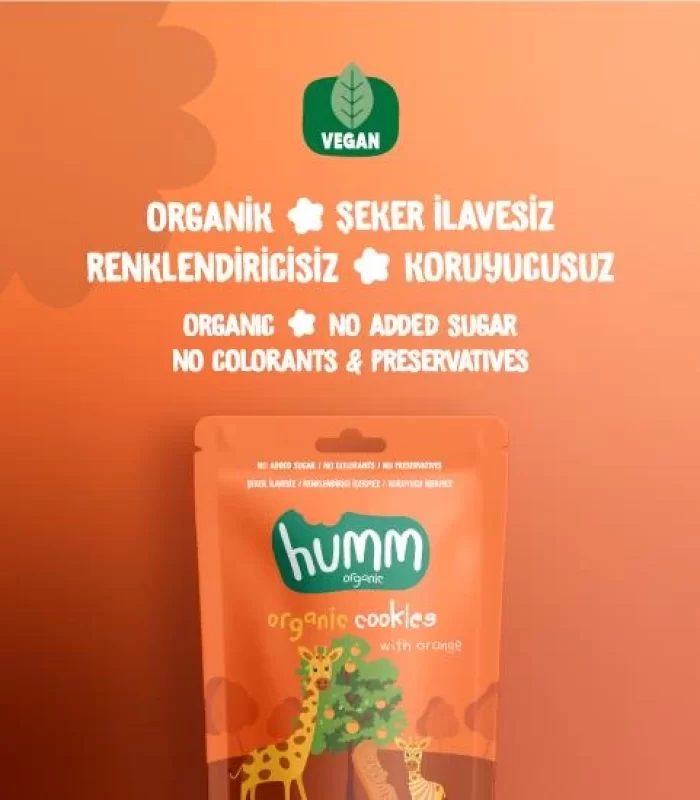 Humm Organik Vegan Portakallı Kurabiye 55 Gr