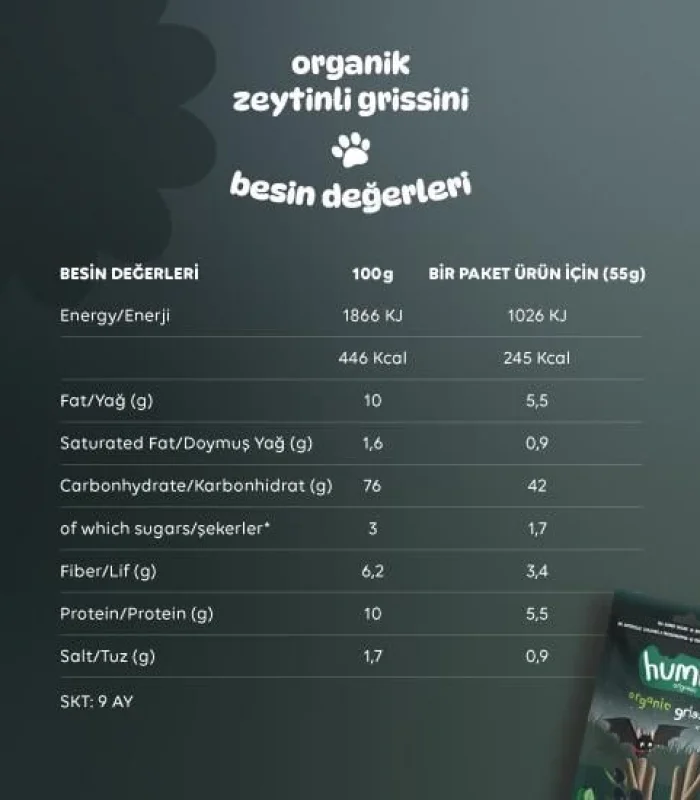Humm Organik Vegan Zeytinli Grissini 55 Gr