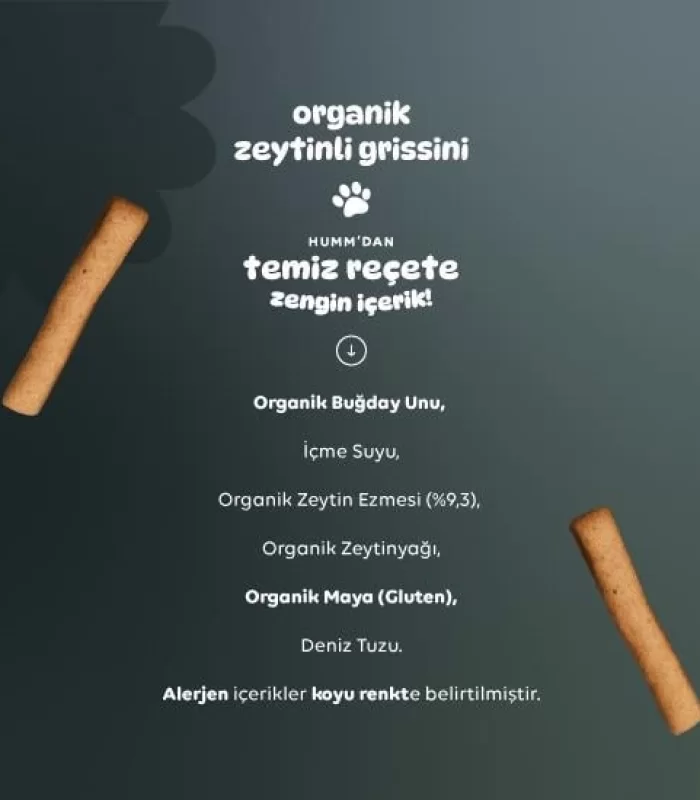 Humm Organik Vegan Zeytinli Grissini 55 Gr