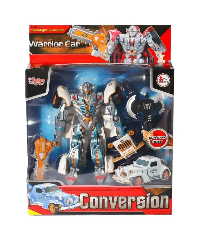 HW-668-1-2 Işıklı Dönüşebilen Robot Araba -Vardem