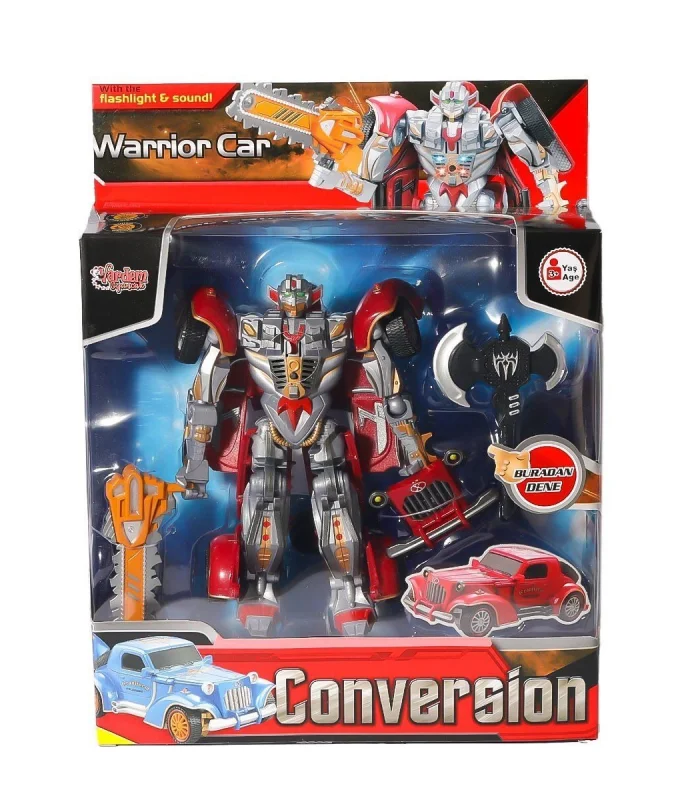 HW-668-1-2 Işıklı Dönüşebilen Robot Araba -Vardem