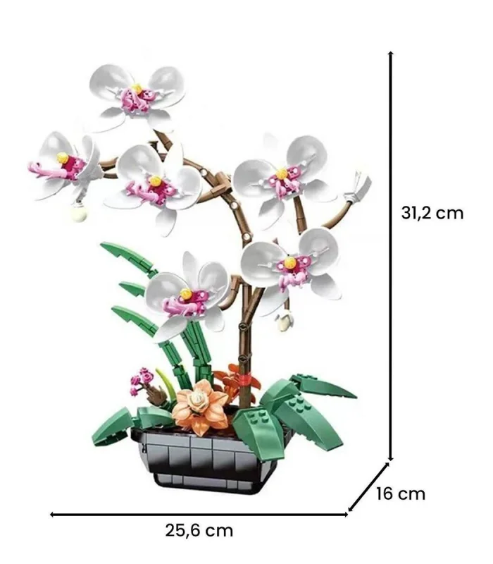 JK29012 JAKİ BEYAZ ORKİDE SAKSIDA 581 PARÇA BLOCK OYUNCAK
