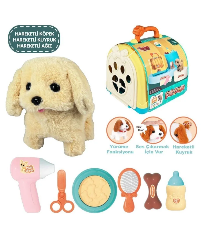 JND-3615 Taşıma Çantalı Hareketli Pilli Köpek Set (Pet Shop) -Vardem Oyuncak