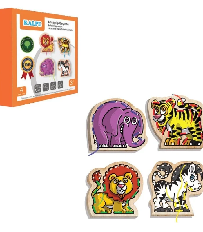 KAL-1019-1020 Chiva, Ahşap İp Geçirme- Safari Hayvanlar