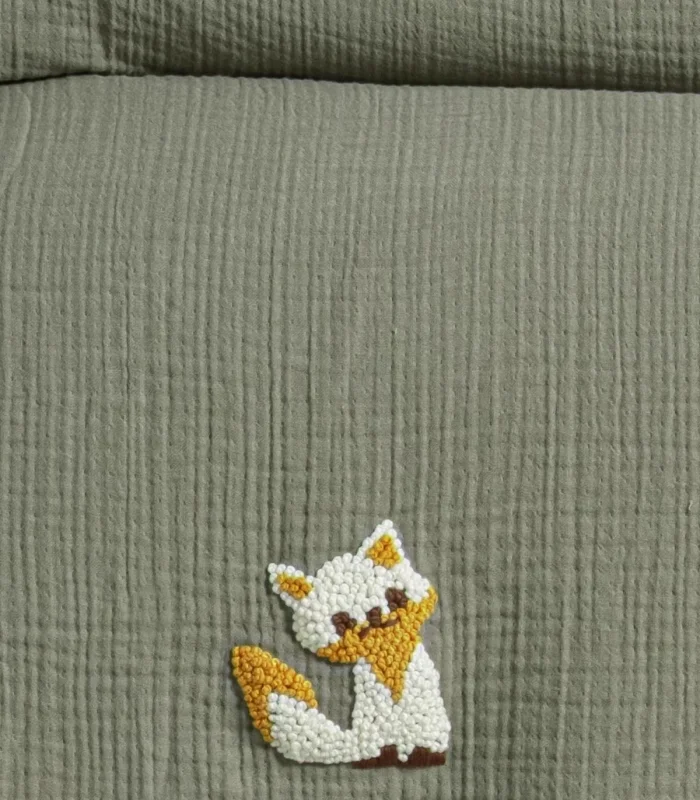Kanz 4 Kat Hand Made Fırfırlı Müslin Örtü Seti Knz-020 Yeşil