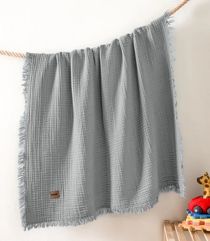 Kanz Bebek 4 Kat Müslin Örtü Knz-027 Gri