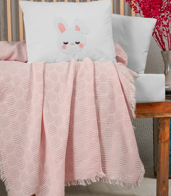 Kanz Bebek Waffle Müslin Nakışlı Pike Knz-021 Bunbun