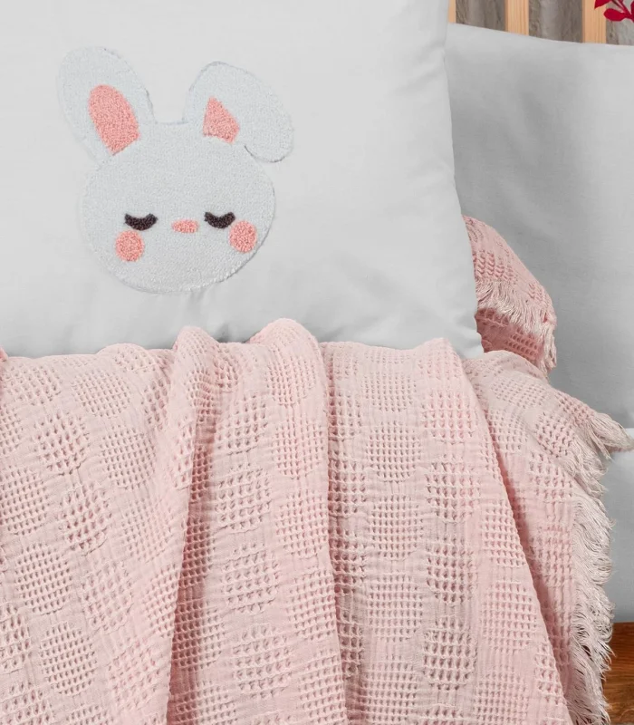 Kanz Bebek Waffle Müslin Nakışlı Pike Knz-021 Bunbun
